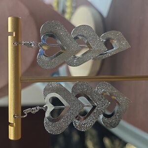 Fashion JEWELRY Silver Heart Drop Earrings